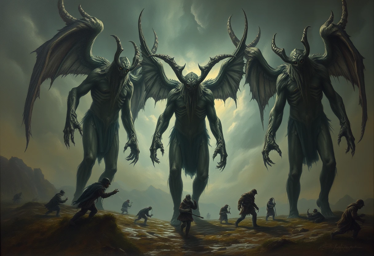 An artistic depiction of Nephilim giants from ancient times